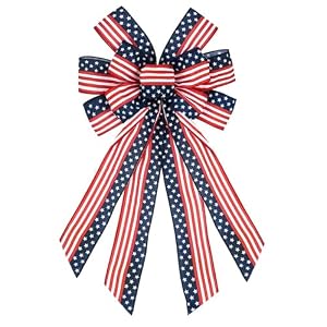 Large 4th of July Bow for Wreath, Patriotic Red Blue Burlap American Flag Stars Decoration, Memorial Day Tree Topper for Front Door Supplies Large 4th of July Bow for Wreath Patriotic Red Blue Burlap American Flag Stars Decoration Memorial Day Tree Topper for Front Door Supplies