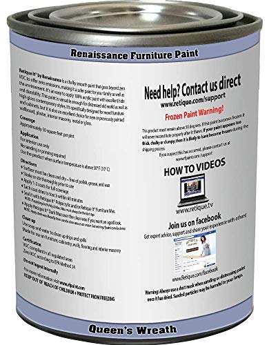 Chalk Finish Paint - Retique It by Renaissance - Chalk Furniture & Cabinet Paint - Non Toxic, Eco-Friendly, Superior Coverage - Poly Kit - Queen's Wreath