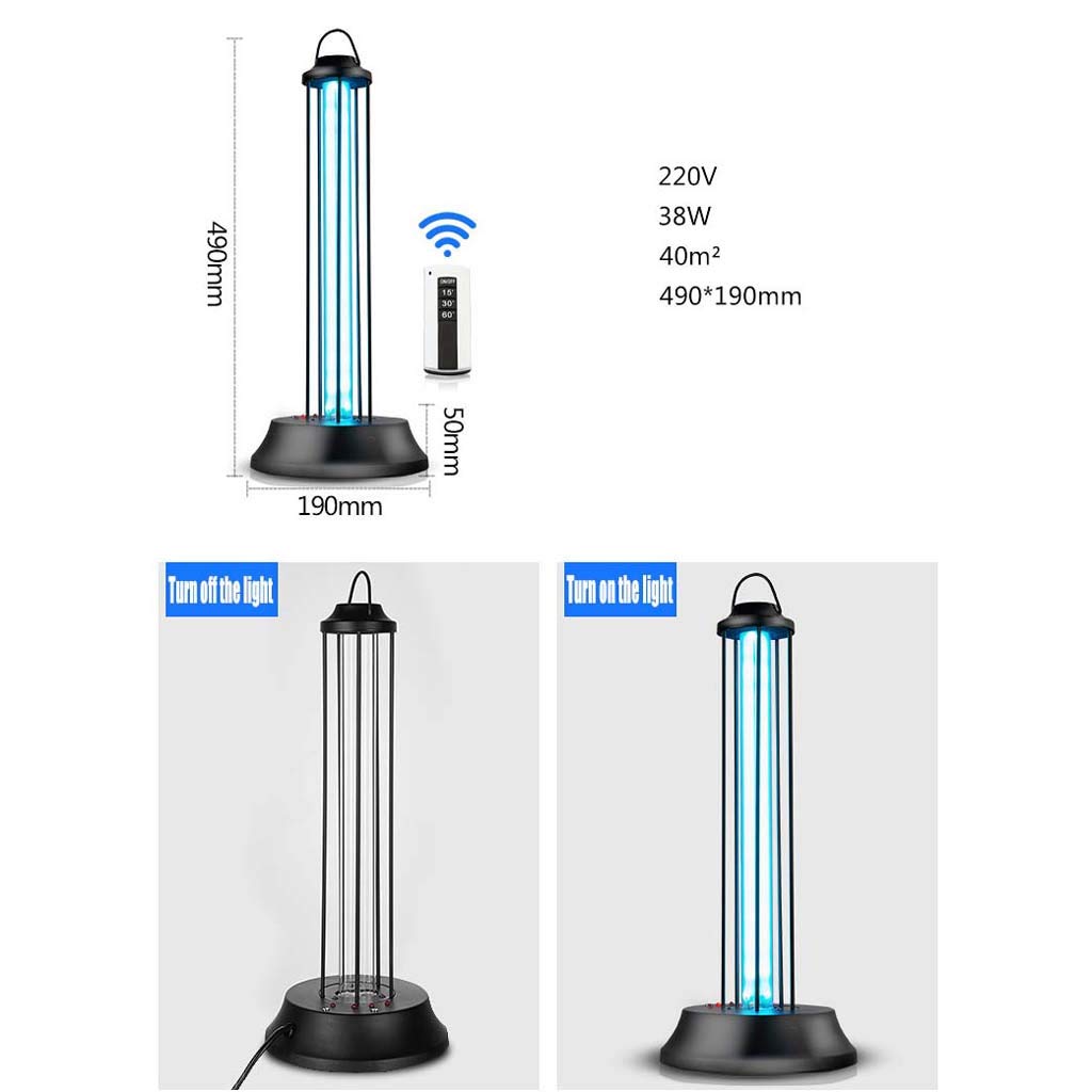 Lámpara de desinfección con ozono UV con Control Remoto, Lámpara de esterilización de 36W | Lámpara de eliminación de ácaros de 60W -Tres Engranajes temporizados Inicio retrasado
