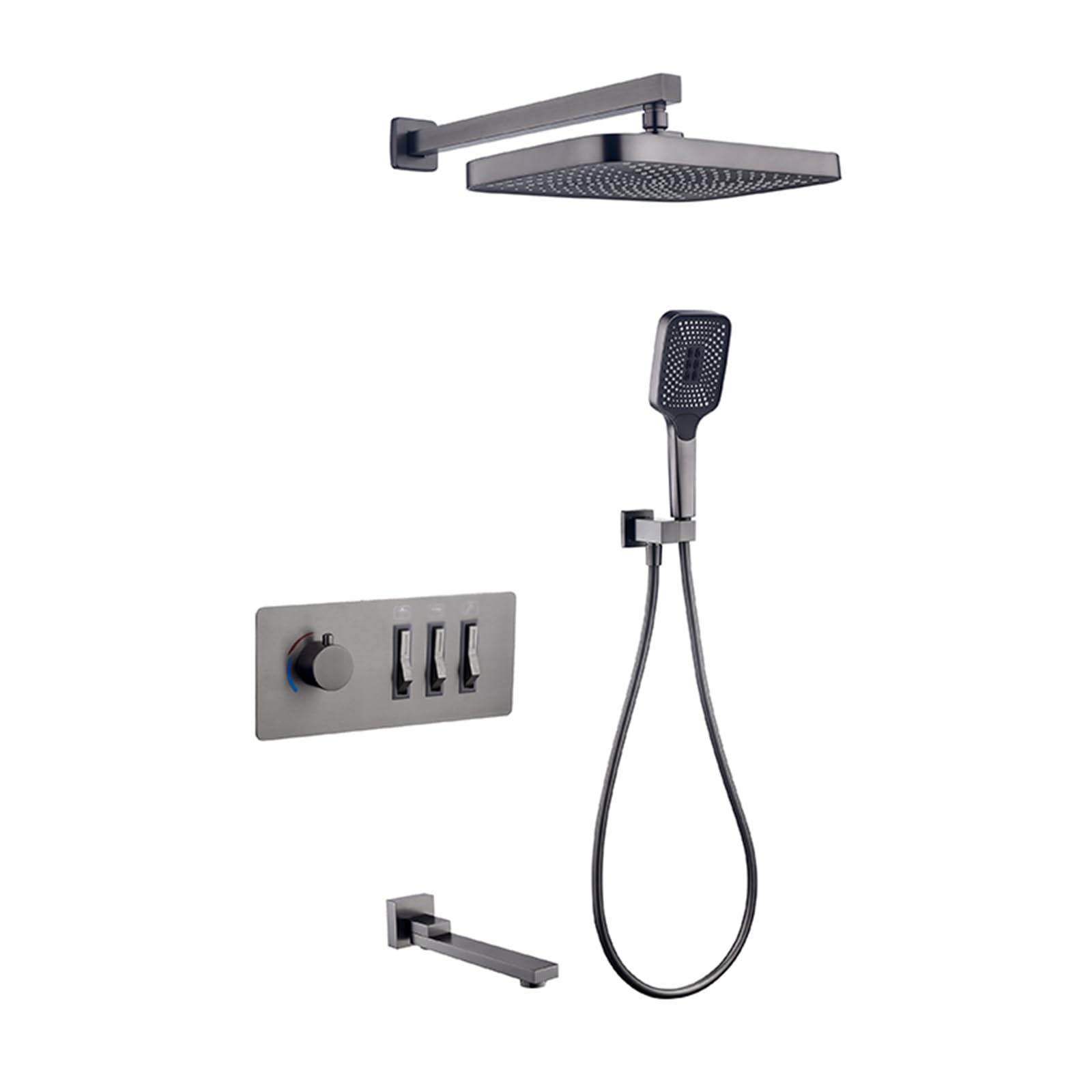 Ensemble de douche encastré gris : confort moderne et design mural épuré