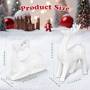 Wesiti 2 Pcs Porcelain Christmas Reindeer Figurines Decorations Ceramic Sitting Standing Deer Statues Mini Animal Reindeer Sculpture Tabletop Ornaments for Cabinet Fireplace Xmas Holiday Decor Wesiti 2 Pcs Porcelain Christmas Reindeer Figurines Decorations Ceramic Sitting Standing Deer Statues Mini Animal Reindeer Sculpture Tabletop Ornaments for Cabinet Fireplace Xmas Holiday Decor
