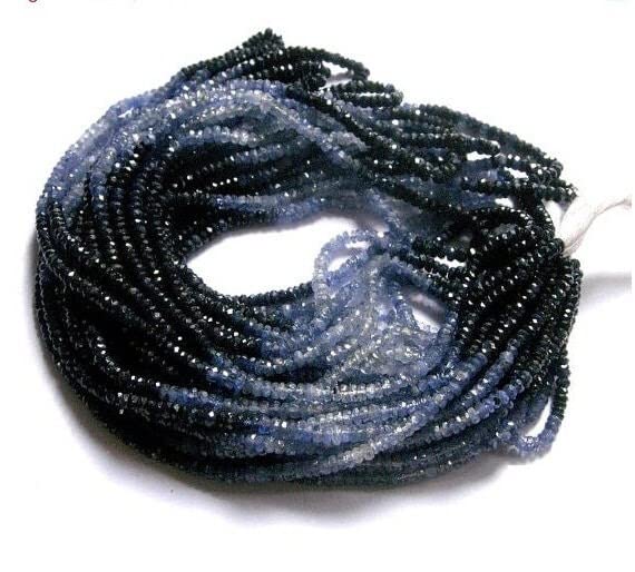 Saphir bleu perles rondelles facettées AA de 3.5mm pour la création de haute joaillerie