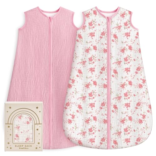 Image of Yoofoss Baby Sleep Sack 18-24 Months Breathable 100% Organic Muslin Cotton Wearable Blanket Baby, Newborn Infant Sleeping Sack 2-Way Zipper Soft Lightweight