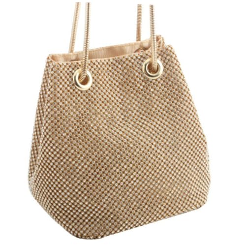 Sac à bandoulière polyester doré et cristaux pour emporter vos essentiels