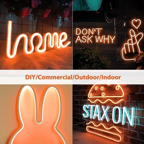 Image of Lamomo LED Neon Lights, 16.4ft Orange Halloween Decorations 0.39In /Cut Rope Light, 12V Flexible Waterproof Silicone Neon Lighting for Indoor Outdoor Decor(Power Adapter not Included
