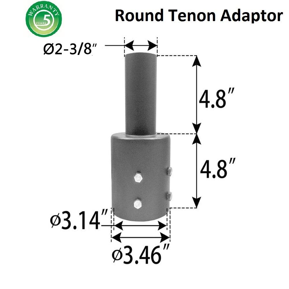 1000LED Round Tenon Adaptor, Durable Steel Tenon Reducer for 3'' OD Round Pole Top Round, Outdoor Light Fixture Mount for Flood Lighting, Shoebox Light, Street Light with Slip Fitter Mount(2 3/8inch)