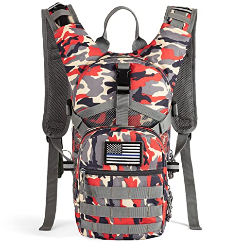 SHARKMOUTH Tactical Molle Hydration Backpack - Small Military Hydration Pack with 2L Water Bladder - Insulated Water Backpack for Hiking Running