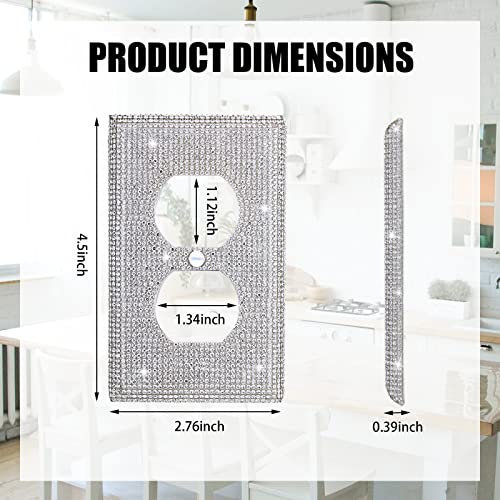 Image of Shiny Silver Rhinestone Wall Plate Cover, 4.5 inch x 2.8 inch, Toggle 1 Gang, Luxurious, Multicolor Effects