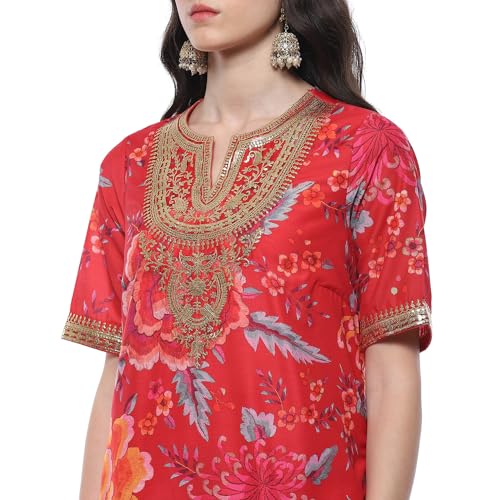 Image of BIBA Women Polyester Straight Suit Set