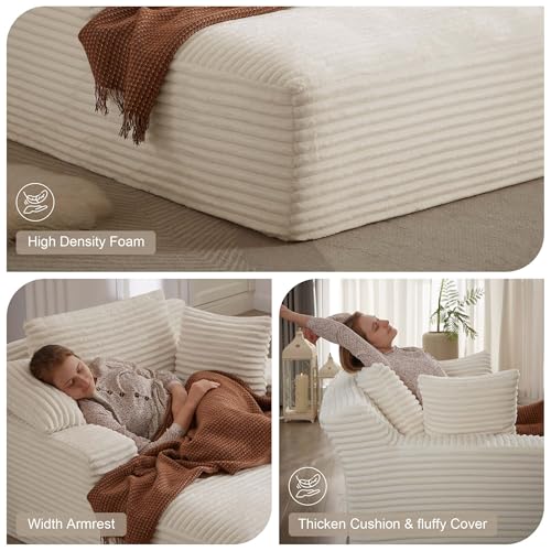 image for GNIXUU Oversized Chaise Lounge Chair Indoor, Comfy Fluffy Lounge Sofa 