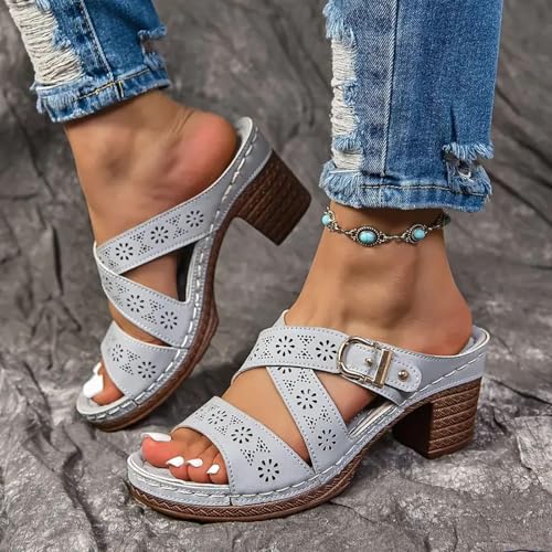 Wedge Sandals for Women Comfortable Open Toe Dressy Low Heel Sandals Summer Fashion Hollow Out Cross Buckle Strap Walking Shoes Lightweight Breathable Cut Out Wedges3