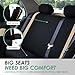 FH Group Car Seat Covers Cosmopolitan Flat Cloth Full Set Seat Covers, Car Accessories Beige Combo Steering Wheel Cover and Seat Belt Pads Airbag and Split Rear Universal Fit for Cars Vans Truck