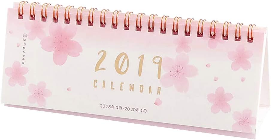 2019 Desk Top Calendar Cherry Blossom New Year Gifts Month to View Weekly Daily Planner Sidelong