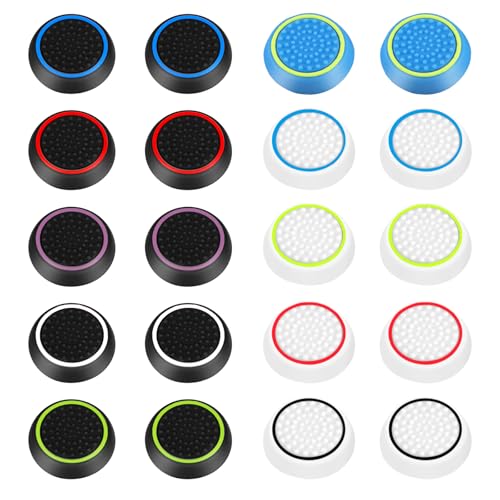 AYESY Joystick Kappen, 20 Stück Silikon Thumbsticks Grips PS5 Controller Sticks Kappen für PS4 PS5 Controller Zubehör Xbox One Series X/S, Joystick-Schutz Aufsätze (Mehrere Farben)