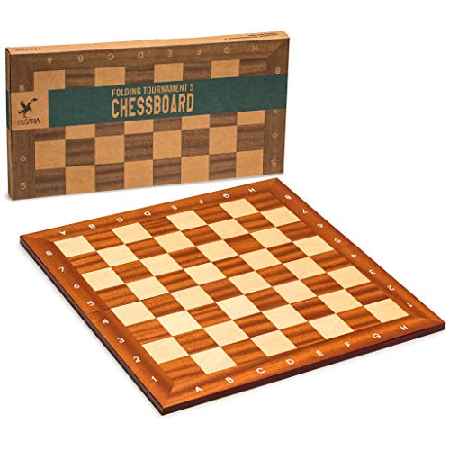 Husaria Magnetically Assembled Professional Staunton Tournament Chess Board, No. 5, 18.9 Inches