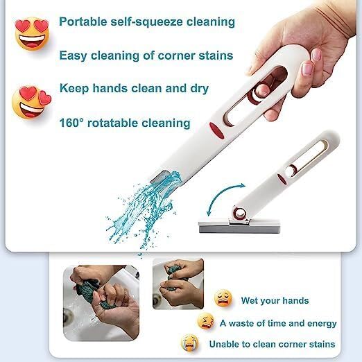 Hemiza Mini Mop for Kitchen with Sponge Portable Mini Mop Self Squeeze Strong Absorbent Magic Wiper for Kitchen Small Wet & Dry Use for Bathroom Wall Glass Car Table (MINI MOP) 2