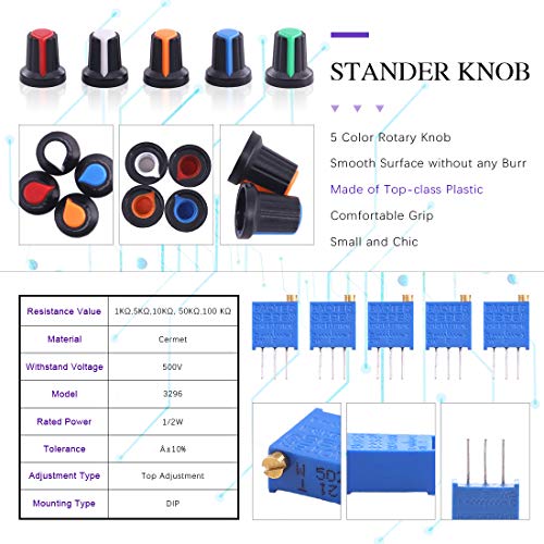 Swpeet S776 80Pcs 1K-500K Ohm Potentiometer Assortment Kit thumb #4