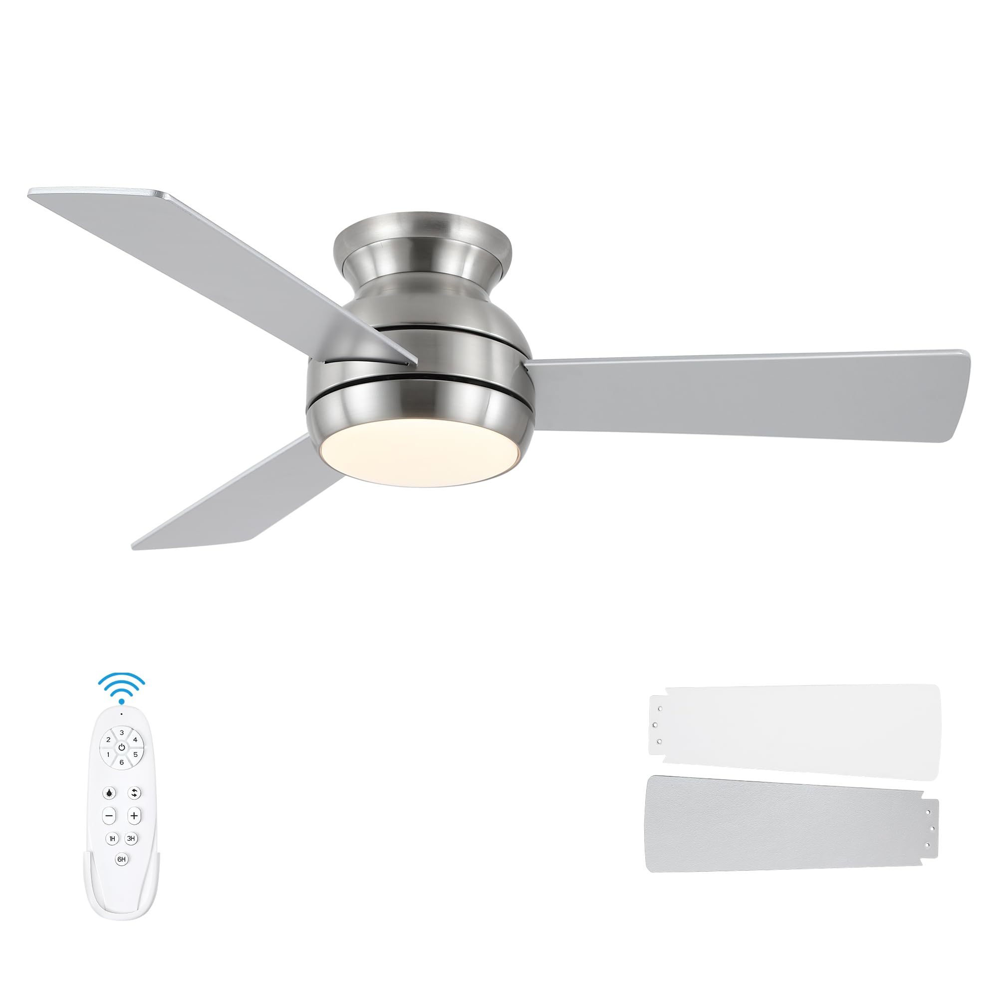 putroad 42 Inch Ceiling Fans with Lights and Remote, Brushed