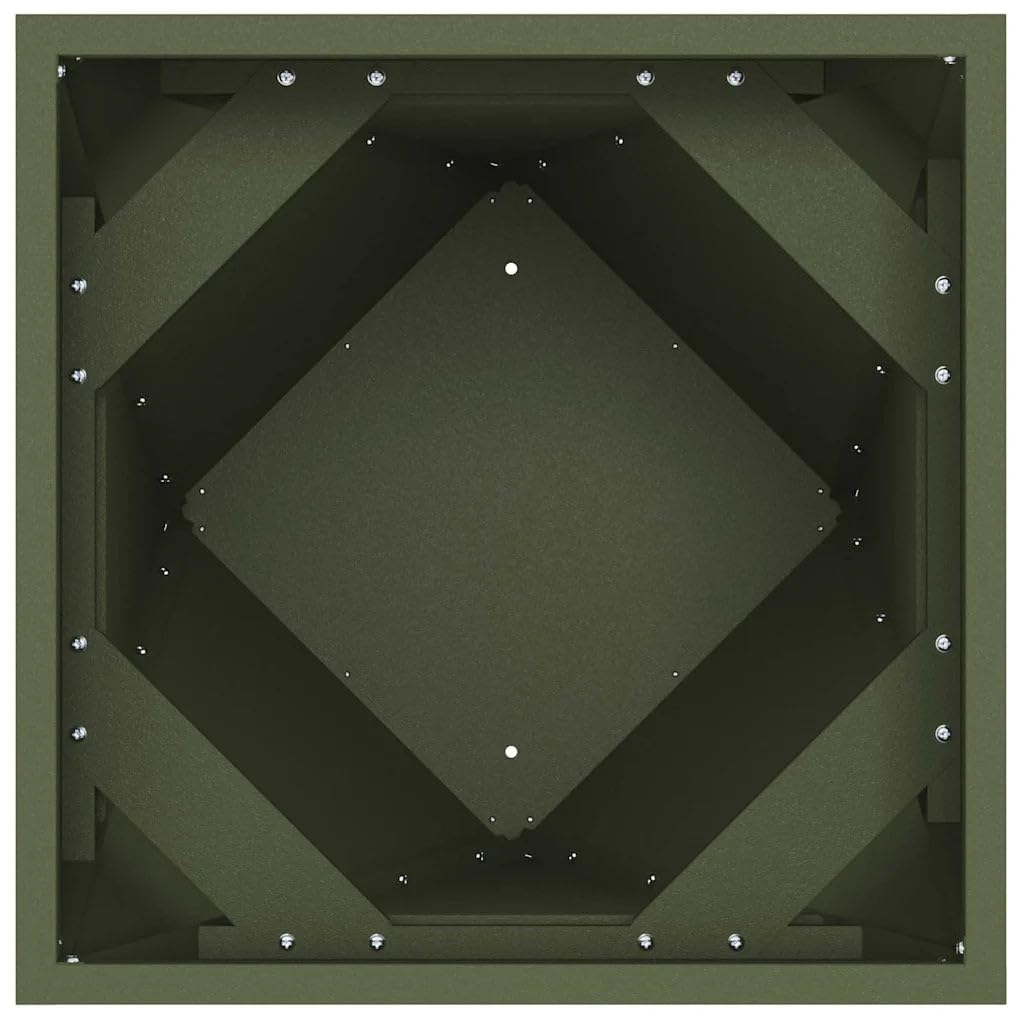 Helloshop26 Set di 2 fioriere moderne 30 x 30 x 75 cm da esterno pratiche design chic in acciaio verde oliva 02_0053013