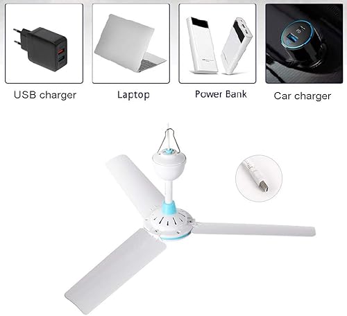 Miniatura 3 de Ventilador de techo, ventilador de aire de 5 V, ventiladores colgantes alimentados por USB para acampar en la cama