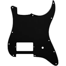 Musiclily Pro 11 Holes Single Covered Humbucker Strat Pickguard for USA/Mexico Fender Tom DeLonge Strat Style Electric Guitar, 3ply Black