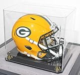 DisplayGifts Pro UV Acrylic Display Case Stand for Full Size Football Baseball Hockey Motorcycle Helmet, Showcase with Gold Risers MH03