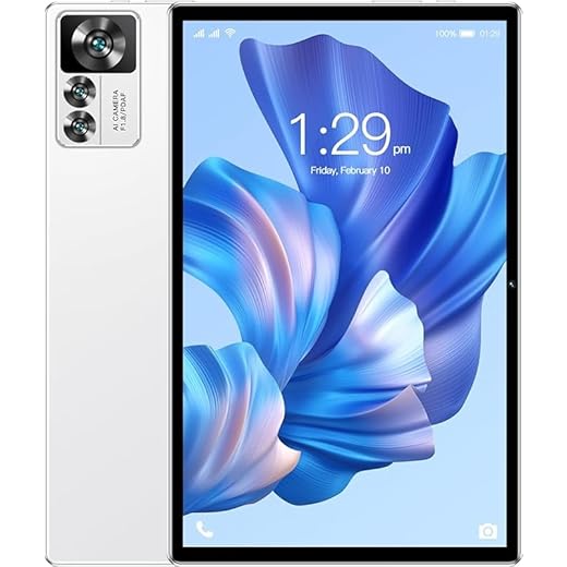 Tablet 12S Pro, Octa-Core, 256 GB + 8 GB, ecrã imersivo de 10.1 polegadas, câmara traseira de 32 MP, câmara frontal de 16 MP, Wi-Fi, Android 13, bateria de 8800 mAh, Dual SIM (branco)
