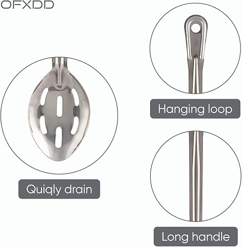 Miniatura 5 de Cuchara perforada de acero inoxidable  Pack de 3  Cucharas ranuradas para servir para restaurante  Gran cucharada comercial de metal para cocinar