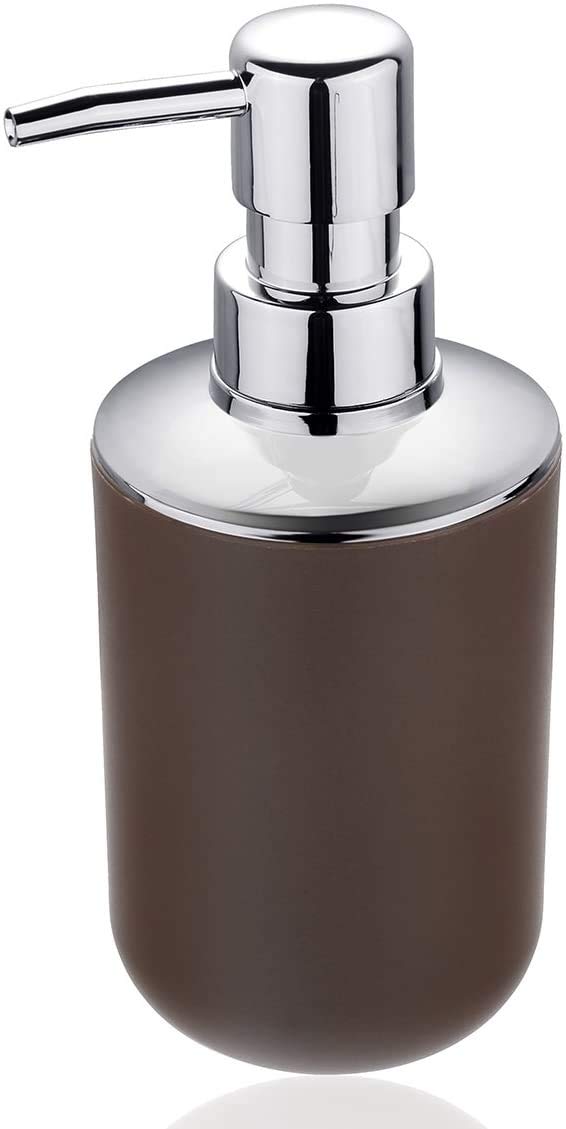 Set di 6 accessori da bagno in plastica di lusso, set di accessori da bagno, bottiglie per lozione, portaspazzolino per denti, portasapone, scopino per WC, bidone della spazzatura (marrone)