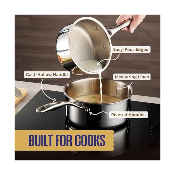 Legend cookware stainless steel cookware set 5 ply 14 piece induction non toxic oven safe best 188 full clad professional kitchen cooking heavy chef quality pfoa ptfe pfos free  urban country home decor