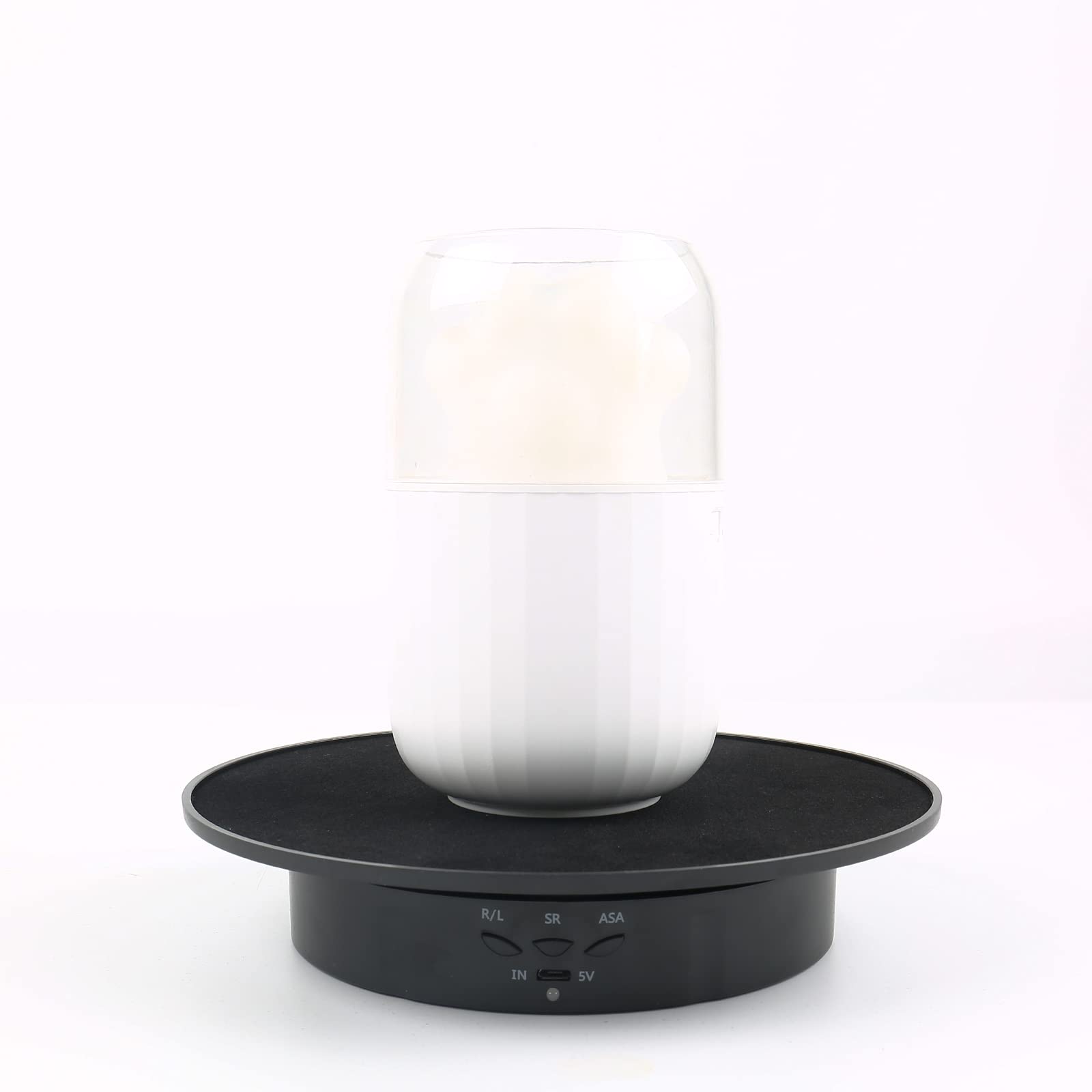 Expositor motorizado, bandeja giratoria de 20 cm, bandeja giratoria eléctrica con base giratoria, 5 fondos de PVC, carga de 8 kg (ante negro)