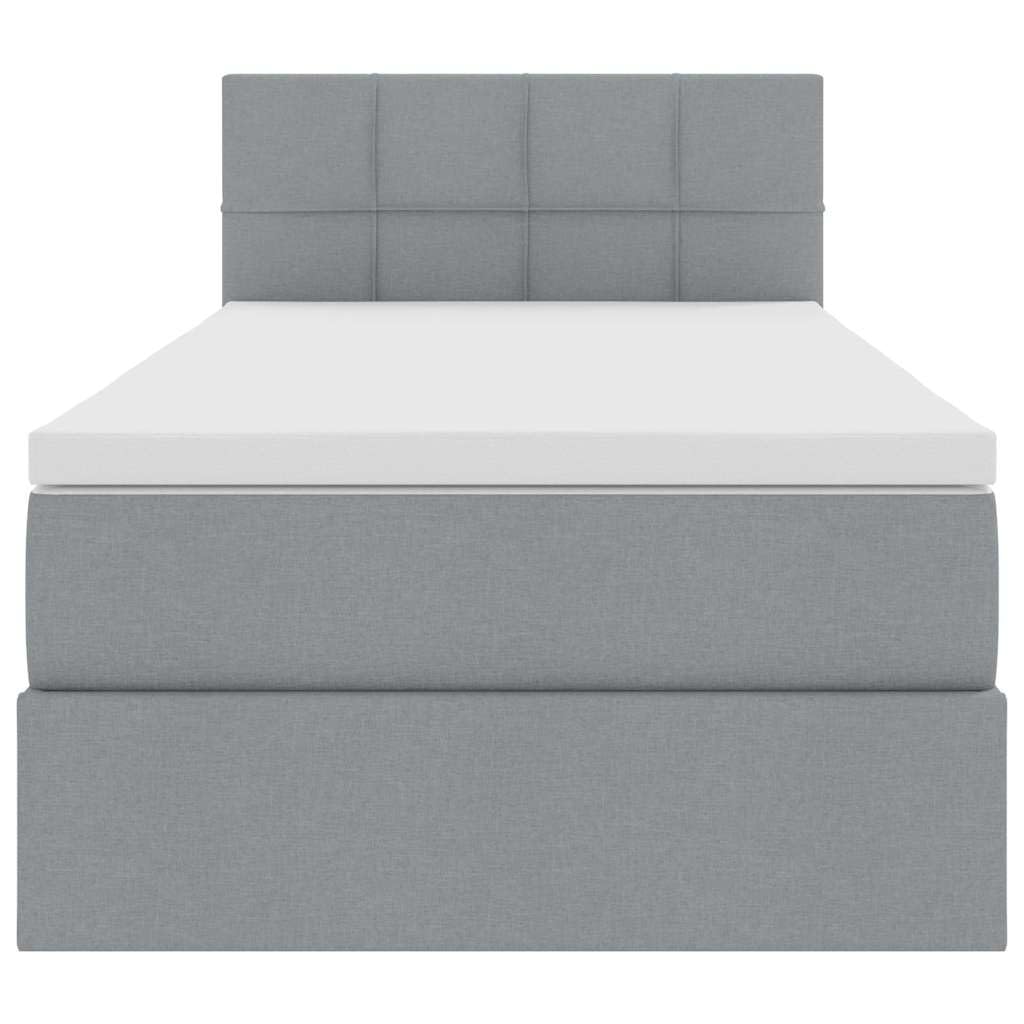 Cama de almacenamiento gris claro 100 x 200 cm con colchón, cabecero y clift hidráulico, cama individual moderna para dormitorio, material de madera y estructura de metal