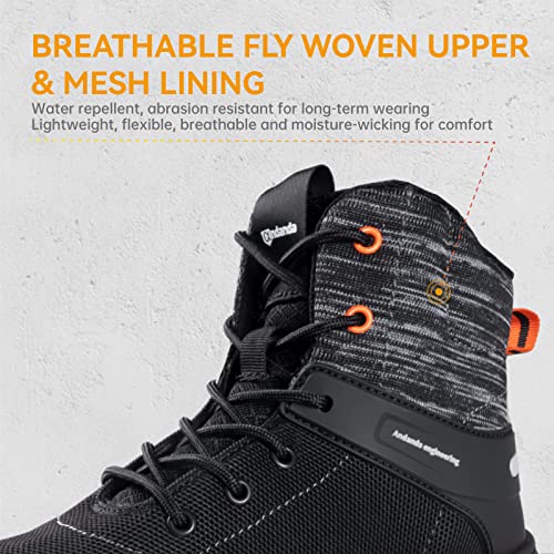 Andanda Steel Toe Boots For Men 6 Inch Indestructible Work Boots Puncture Proof Non Slip Construction Boots Breathable Comfortable Safety Work Boots, Size 9 Black #TOP6
