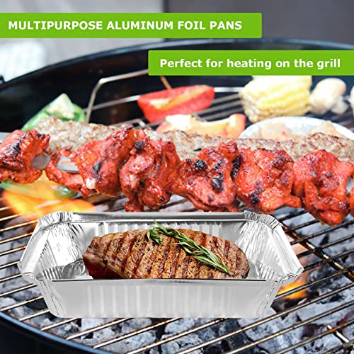 50 Packs Aluminum Foil Pans With Lids 8 X 6 Inch Disposable Foil Pans, 2.25Lb Capacity Foil Food Containers With Lids,Disposable Cookware Tin Pans For Baking, Cooking, Heating And Takeout(8"X 6"X2") #TOP5