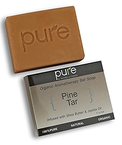 Pure Pine Tar Soap - Mens Bar with Natural Woodsy Scent and Skin Scrub Exfoliation - Handmade with Pine & Olive Oils. Best Artisan Soap for Men!