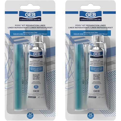 GEB Kit Réparation Liner de Piscine, Spa et jaccuzzi gonflables, bouées, Matelas pneumatiques - répare même sous l'eau Les déchirures, coupures et Trous...