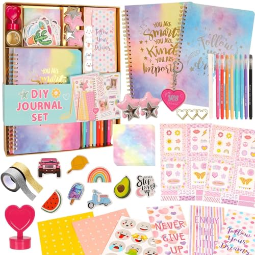 Poupangke Kit de álbum para niña, kit de scrapbook para niña | 98X / Set Kit diario creativo divertido | Conjunto completo de suministros de scrapbooking y periódicos, juguete de