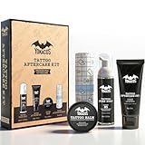 YOKACOS 4Pcs Professionell Tattoo Pflegeset Mit Tattoo Creme & Reinigungsschaum & Gel & Bandage - Natürlich Sanfte Formel Tattoo Nachsorge Set für Frisches &AltesTattoo Heilung Farbe Erhalten