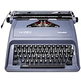 Nadex Pioneer Manual Typewriter, Durable Travel Case Included, Gray