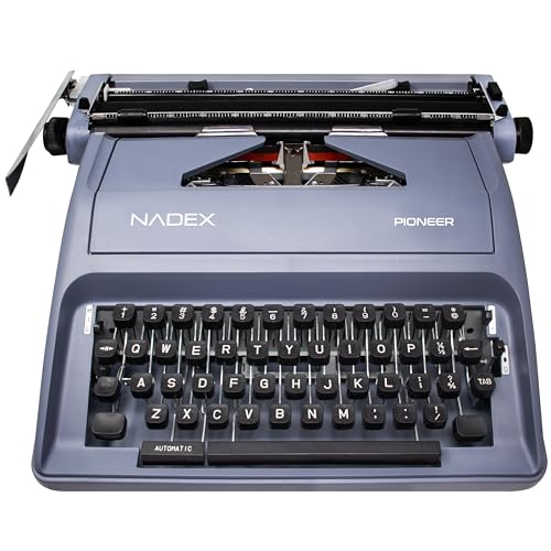 Nadex Pioneer Manual Typewriter, Durable Travel Case Included, Gray