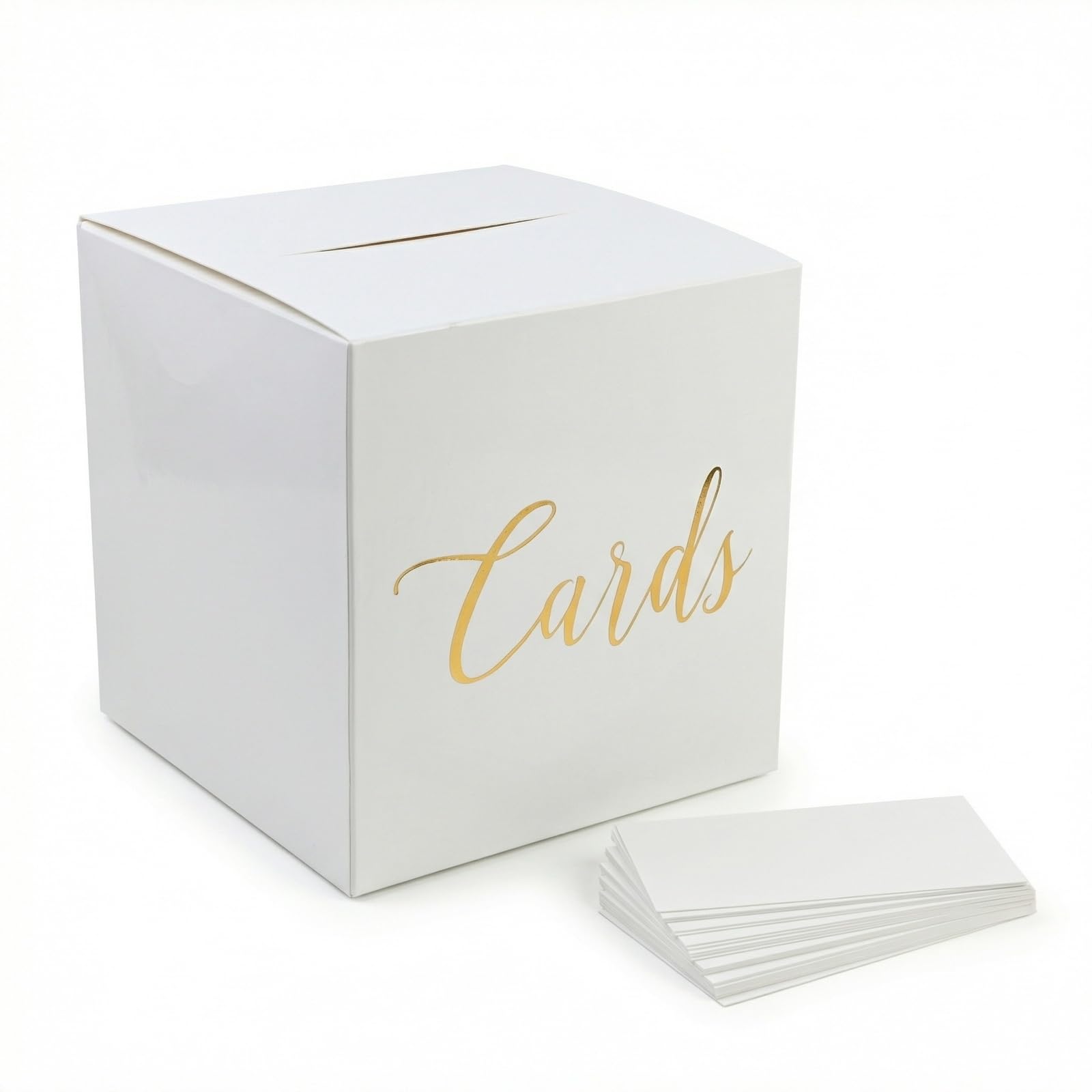 Merzio Elegant Wedding Post Box for Cards, Sturdy Gift Card Box for Wedding Reception, Birthday, Baby Shower & Fundraising, Easy Assembly Money Box with Gold Design (22cm)