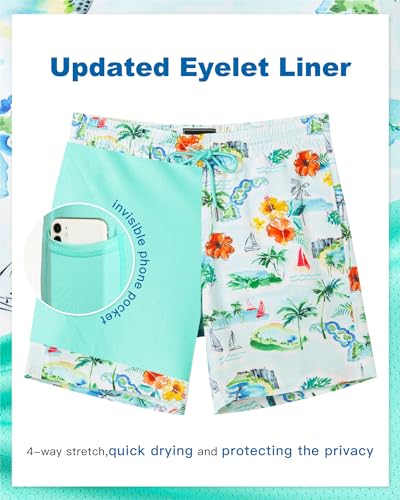 SURF CUZ Mens Swim Trunks with Compression Liner Quick Dry Swim Shorts 7" Swimming Trunks Stretch Bathing Suit 7 Inch4