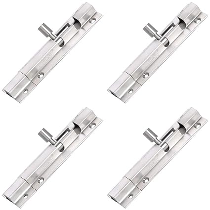 FAST Stainless Steel 10MM Round BAR Tower Bolt for Door Lock (8 INCH - 4PCS)