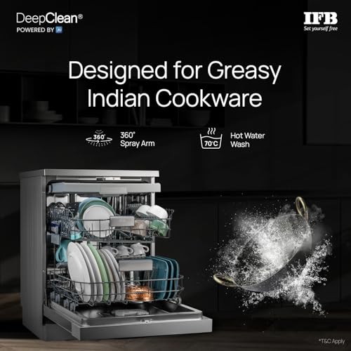 Image of IFB 16 Place Settings with DeepClean Technology Powered by AI Freestanding Dishwasher (Neptune SX16, Pearl Grey, Auto Door Open for Effective Drying, Interior LED Lighting)