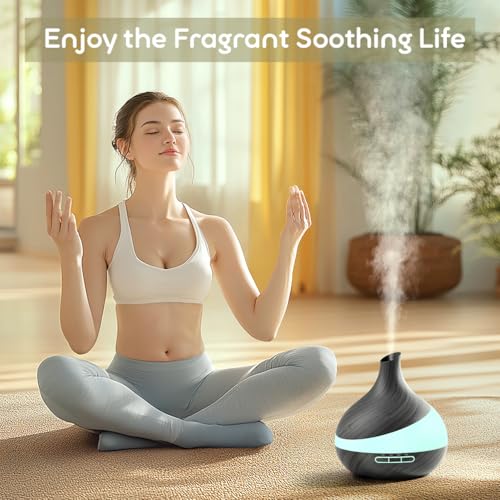 HJTHJT 500ML Essential Oil Diffuser: Aroma Diffuser with Remote Control for Hotel Spa Yoga Room - Humidifier with 14 Colors LED Night Light for Bath Bedroom Relaxation - Image 3