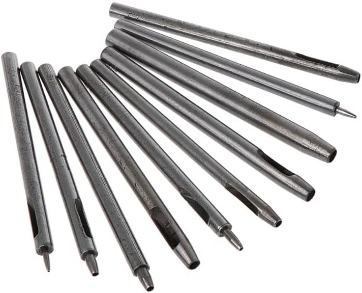 10Pcs Leather Hole Punch Cutter 0.5mm-5mm Working Tools for Leather Watch Bands Belts Canvas Paper Plastics Round E56C