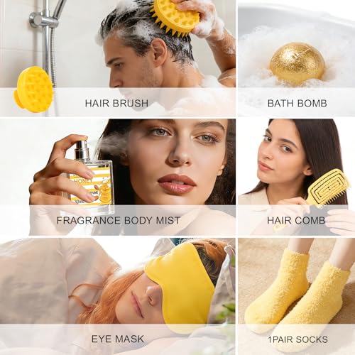 Image of 34Pcs Spa Gift Set for Women Men, Honey Almond Milk Bath & Body Gift Basket | Face Skin Care Kit, Home Spa Self Care Kit, Self-Care Gift, Pamper Kit Birthday, Christmas, Mother Day, Anniversary, Husband