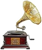 Stil: Antik-Stil aubaho Grammophon Gramophone Dekoration Trichter Grammofon Messing Emblem Antik-Stil