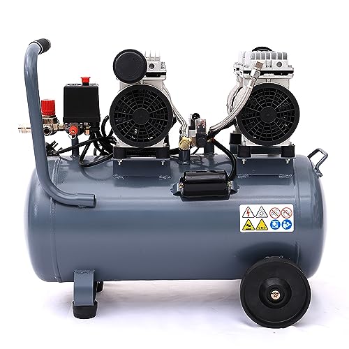 DKIEI 50L Air Compressor, Oil Free, 9.6cfm, 3.5HP/2.6kw, 115psi/8bar, Low Noise, Maintenance Free Compressor with 2 Pressure Gauges for Tire Pumping, Car Grooming, Home Spray-Painting, Nailing, Grey 3 DKIEI 50L Air Compressor, Oil Free, 9.6cfm, 3.5HP/2.6kw, 115psi/8bar, Low Noise, Maintenance Free Compressor with 2 Pressure Gauges for Tire Pumping, Car Grooming, Home Spray-Painting, Nailing, Grey - Image 3