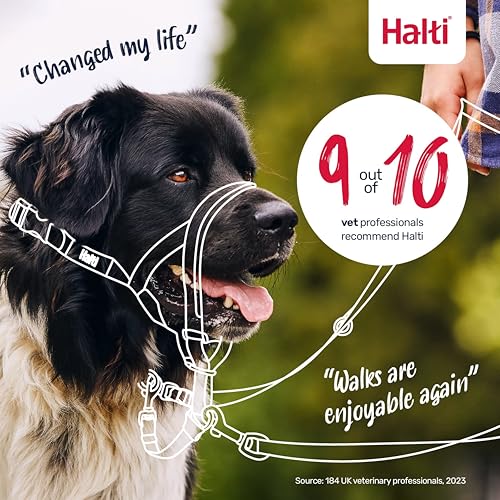 Halti Halfter, damit dein Hund nicht an der Leine zerrt. Verstellbar, reflektierend und leicht, mit gepolstertem Nasenband. Hundetraining-Halsband für mittelgroße Hunde (Größe 2, Rot)